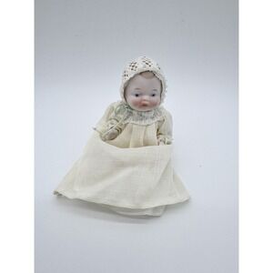 Vintage Porcelain Bisque Newborn Baby Doll in an‎ Original Shackman Japan